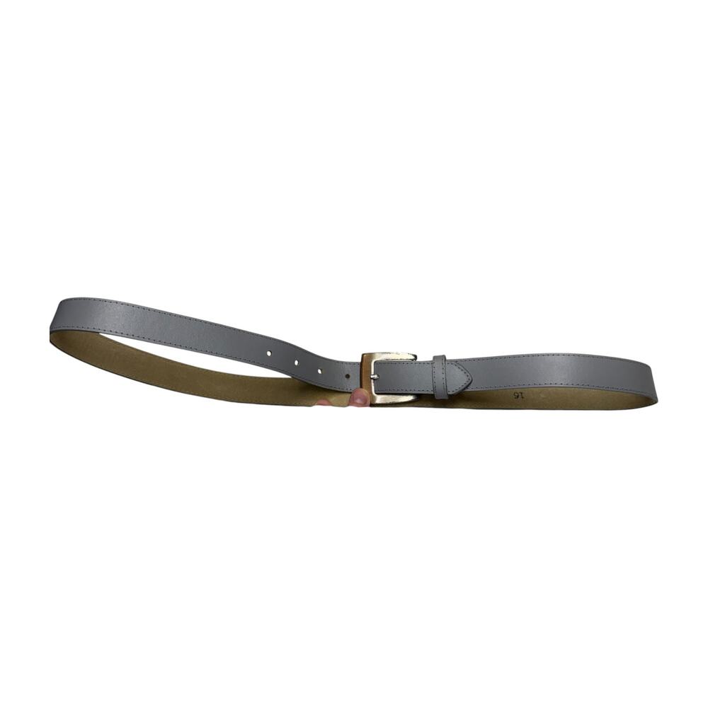 Gray Slim Faux Leather Belt Silver Buckle Size 16 - Picture 2 of 5
